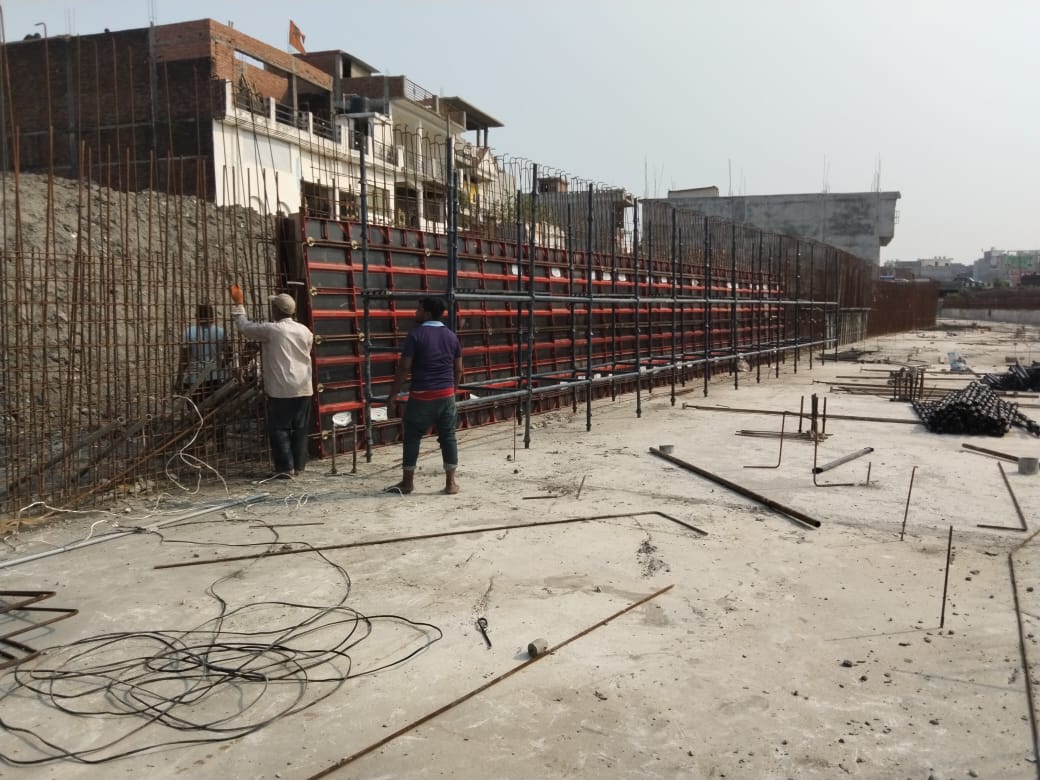 Rebar and shuttering wall work