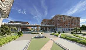 Modern campus with skybridge